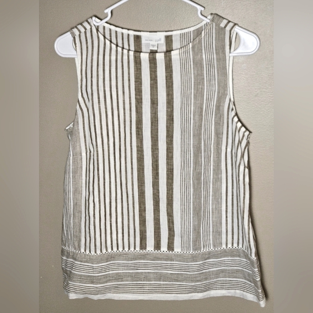 J. Jill 100% Linen‎ Striped Quiet Luxury Coastal Minimalist Tunic Top, XS